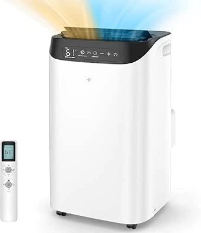 14000 BTU Portable Air Conditioner with Heater & 4-in-1 Mode | Remote Control Smart AC Unit