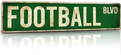 Vintage Football Wall Sign - Boys Room Decor & Gifts for Ages 8-12