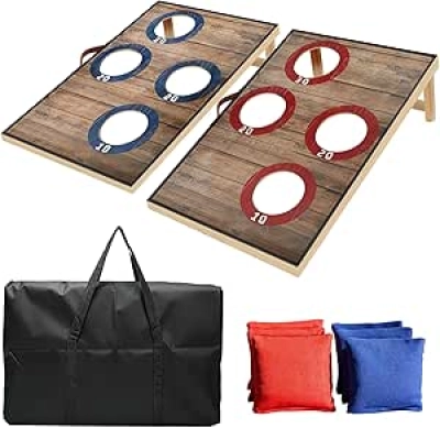 Cornhole Toss Game Set 24x16 - Portable Bean Bag Board Game for Adults & Kids