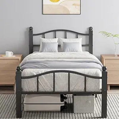 Twin XL Bed Frame with Storage & Headboard - Noise-Free Metal Design, No Box Spring