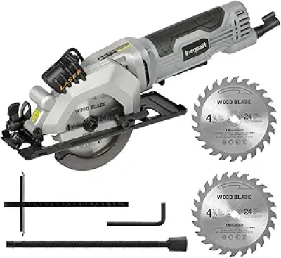Mini Circular Saw 4.5" 4Amp 3500RPM Corded Compact Saw with Laser Guide & Dust Extraction
