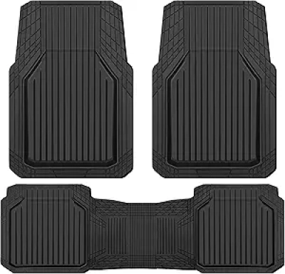 CAR PASS Heavy Duty Rubber Floor Mats - Universal All Weather Protection for Cars, Trucks & SUVs