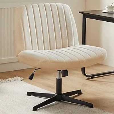 DUMOS Wide Criss Cross Office Chair - Ergonomic Armless Desk Chair for Home