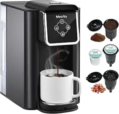 Mecity 3-in-1 Single Serve Coffee Maker - K-Cup Compatible Brewing Machine