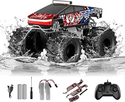 Amphibious RC Monster Truck 4WD Waterproof Remote Control Car for Kids