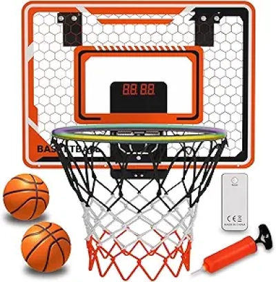 LED Basketball Hoop for Kids - Electronic Scoreboard, 3 Game Modes, Indoor Door Mount
