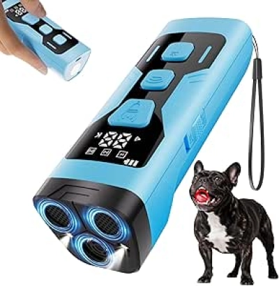 3X Ultrasonic Dog Bark Deterrent Device 65FT - Anti Barking Training Tool with LED Display