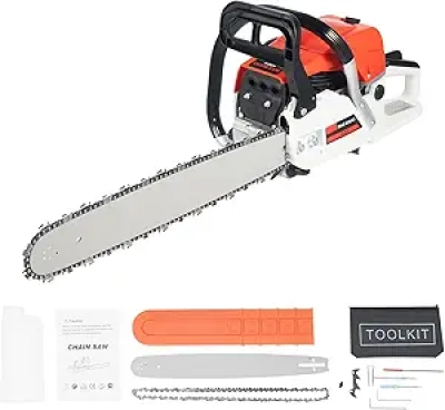 20 Inch Gas Chainsaw 52CC 2-Stroke Engine - 7500RPM Portable Wood Cutting Saw