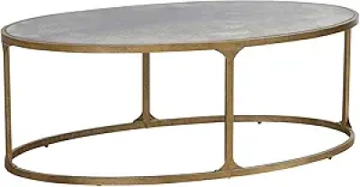 Signature Design by Ashley Korajane Oval Coffee Table - Tempered Glass & Faux Marble Top