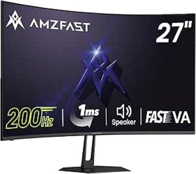 27 inch 200Hz Curved Gaming Monitor FHD 1080P - Fast VA Panel, Built-in Speakers