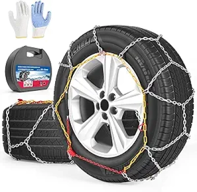 Universal Snow Chains for Car Tires - Fast Install Tire Chains for Cars & SUVs