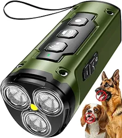 1-Touch Dog Bark Deterrent Device - 50ft Ultrasonic Anti-Barking Tool with Flashlight