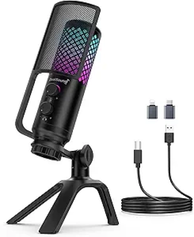 ZealSound USB Condenser Microphone 96kHz/24bit - Podcast, Gaming & Streaming Mic for PC/Mac/iPhone