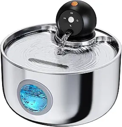 Wireless Cordless Cat Water Fountain - Smart Motion Sensor, 2.6L Stainless Steel, 30-Day Battery