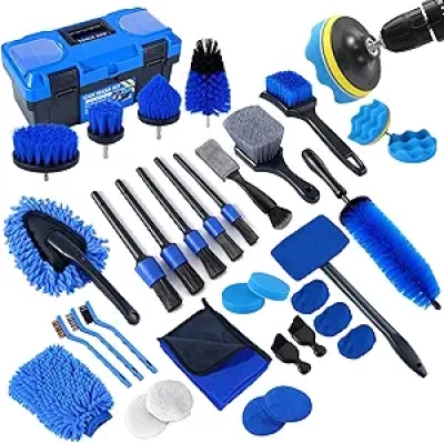 36Pc Professional Car Detailing Kit - Complete Auto Cleaning Brush Set with Drill Attachments