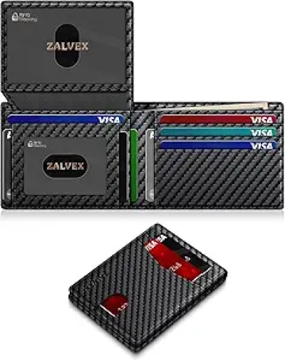 Slim RFID Blocking Wallet for Men - 14 Card Leather Bifold with ID Windows