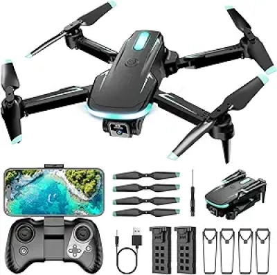 1080P HD FPV Foldable Mini Drone for Beginners - 24Min Flight Time, 2 Batteries & Case