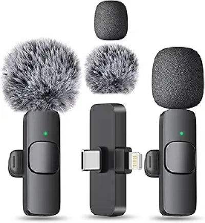 MAYBESTA Wireless Lavalier Microphone for iPhone & Android - Bluetooth Lapel Mic for YouTube, TikTok & Podcasting