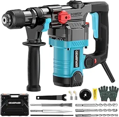 12.5 Amp SDS-Plus Rotary Hammer Drill - 1-1/4" Concrete Drill with 3 Functions