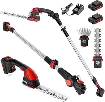 MZK 20V Cordless Pole Hedge Trimmer & Grass Shear - 13ft Reach Electric Trimmer
