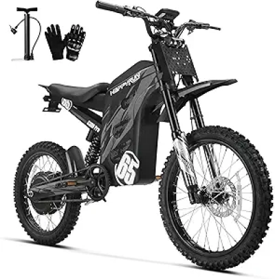 HAPPYRUN G300 Pro 6500W Electric Dirt Bike - 50 MPH, 60-Mile Range, Full Suspension