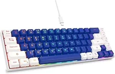 65% Gaming Keyboard with LED Backlit - Compact Wired Mechanical Feel Keyboard for PC