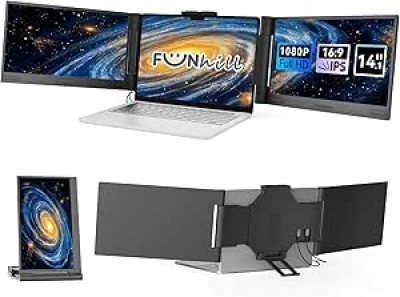 14" Portable Laptop Monitor Extender - Triple Screen 1080P IPS USB-C HDMI