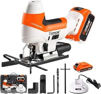 Hoteche Cordless Brushless Jigsaw 4.0Ah - 1000-3000RPM, Fast Blade Change