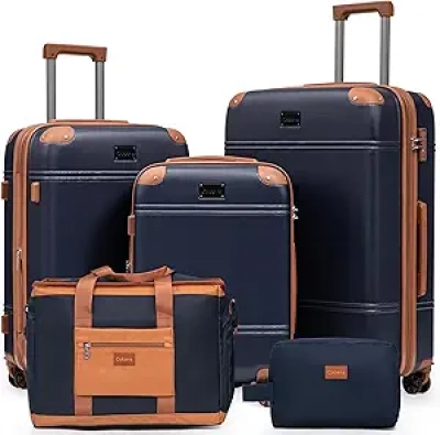 5-Piece Expandable Luggage Set with Spinner Wheels & TSA Lock | Hard Case Suitcases