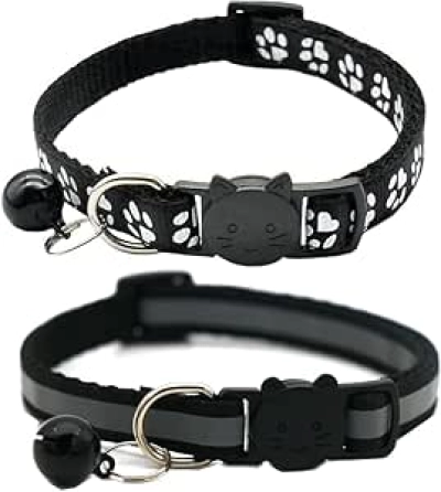 2 Pack Cat Collars Quick Release Reflective Kitten Collar with Bell & Safety Buckle