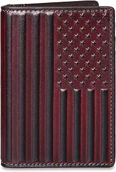Slim RFID Blocking Leather Wallet for Men | American Flag Bifold | Front Pocket Minimalist