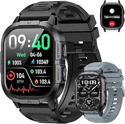 Military Smart Watch for Men: Fitness Tracker, Heart Rate Monitor & SpO2