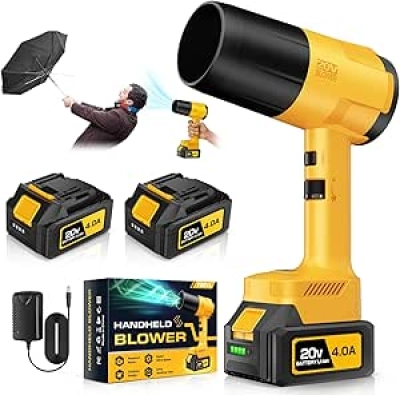Cordless Leaf Blower - 60 m/s Powerful Handheld Blower with 2 Batteries & Charger