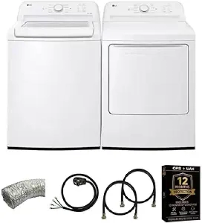 LG White Top Load Washer & 7.3 cu ft Electric Dryer Pair - Energy Star Smart Bundle
