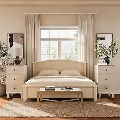 Modern Nightstand with Charging Station Set of 2 - USB & Type-C End Table