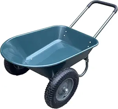 Heavy Duty Dual-Wheel Wheelbarrow Cart 600 lb Capacity - Green Garden Utility