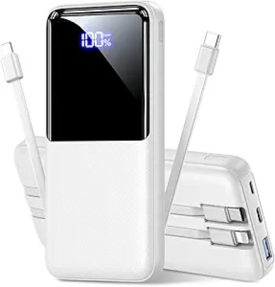 15000mAh Portable Charger Power Bank - 22.5W Fast Charging with Built-in Cable
