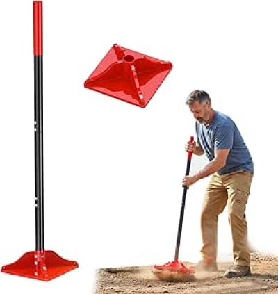 48" Long Handle Steel Tamper Tool - Heavy Duty 8x8" Soil Compactor for Driveways & Landscaping