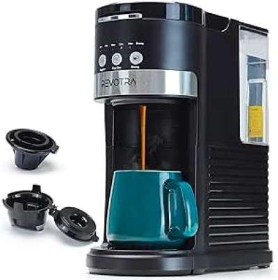 Single Serve Coffee Maker for Pods & Ground Coffee - Fast Brewing, 6-14oz, Travel Mug Friendly