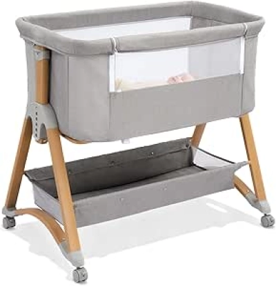 Ktaxon 5-in-1 Bedside Bassinet with Rocking Cradle - Adjustable Height Baby Crib