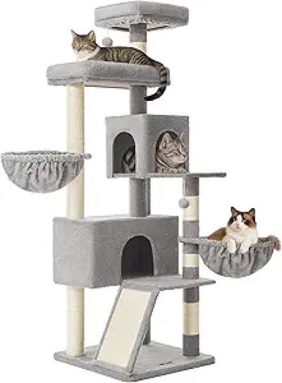 Feandrea 68.5" Large Cat Tree Tower - Multi-Level Condo with 8 Scratching Posts & Caves