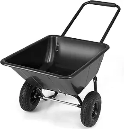 Giantex Dual-Wheel Wheelbarrow 330 Lbs - Heavy-Duty Garden Cart with Pneumatic Tires