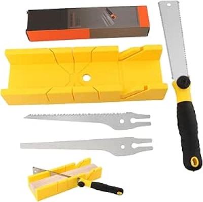 4-Piece Japanese Miter Box and Saw Set - Precision 45° & 90° Cuts for DIY & Woodworking