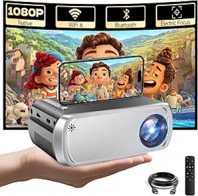 WiFi Bluetooth Mini Projector 1080P - Portable Home Theater Projector with Wireless Screen Mirroring