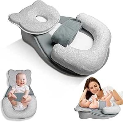 Reflux Baby Pillow with Machine Washable Cover & Safety Strap