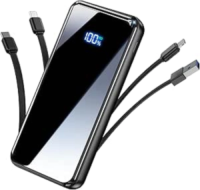50000mAh Portable Charger with Built-in Cables & 22.5W Fast Charging