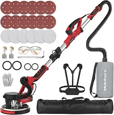 1000W Electric Drywall Sander with Vacuum Dust Collector & LED Light