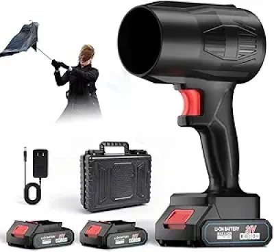 21V Cordless Leaf Blower - 500000RPM Electric Handheld Blower with 2 Batteries & Charger