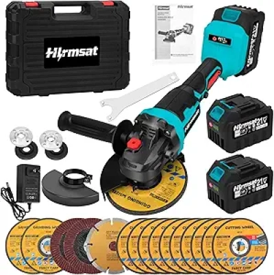21V Cordless 5-Inch Angle Grinder - Brushless Motor, Variable Speed 10000RPM, 2x6.0Ah Battery
