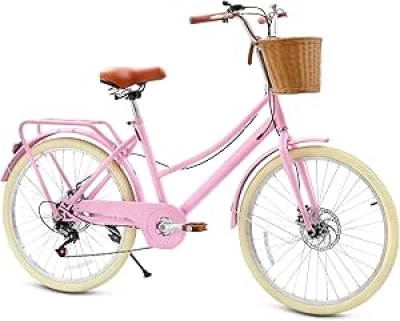 Kids Retro Cruiser Bike 20" 24" - 7-Speed Girls Bicycle Ages 6-14